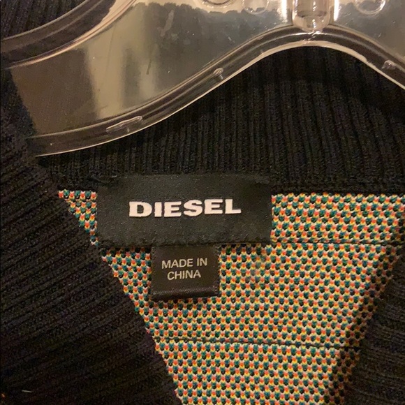 Diesel Zip Up Graphic Knit Sweater sz L - Picture 2 of 5